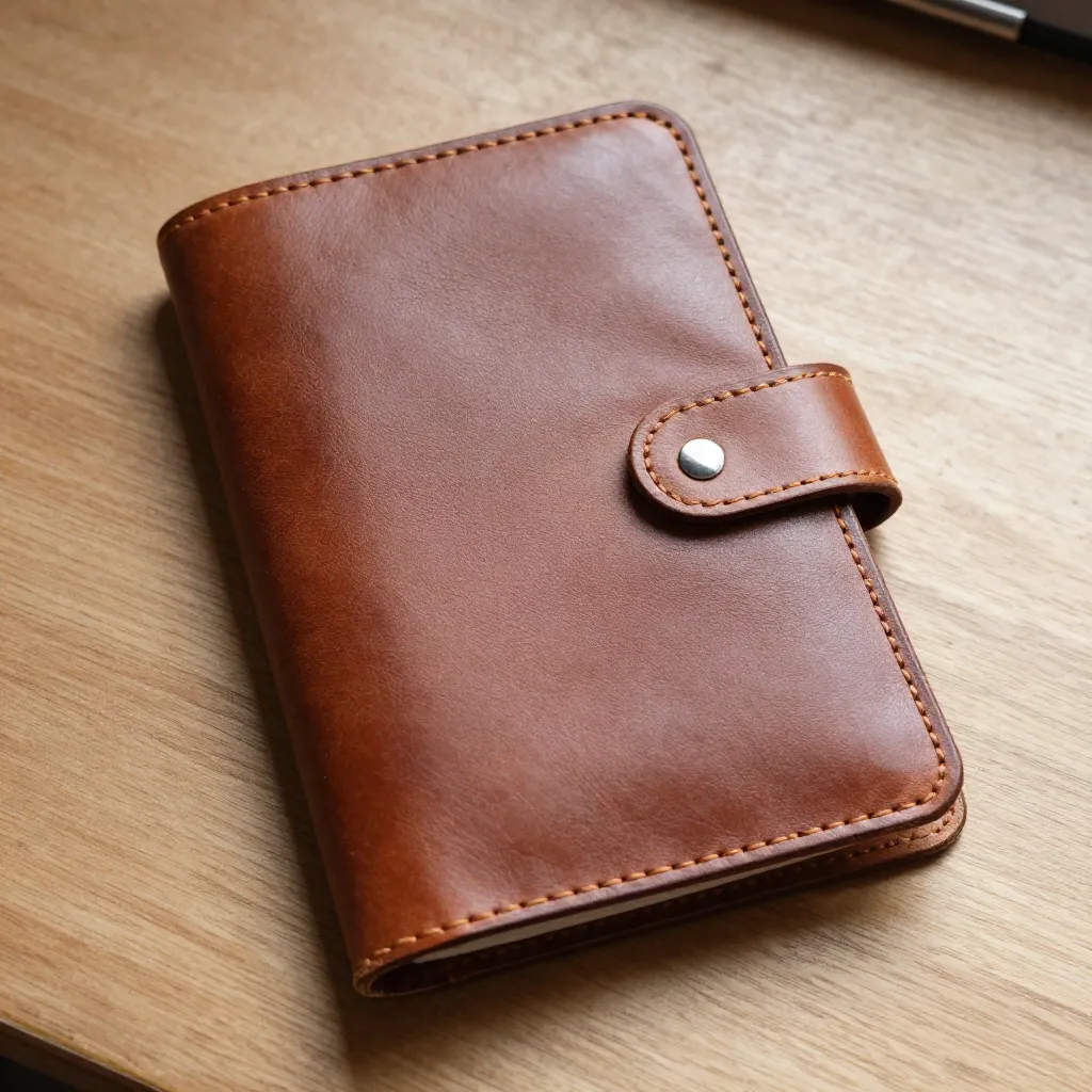 Hand-stitched leather notebook cover