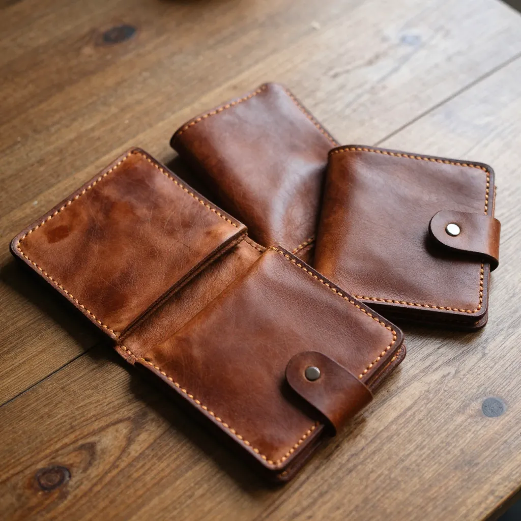 Hand-stitched leather wallet